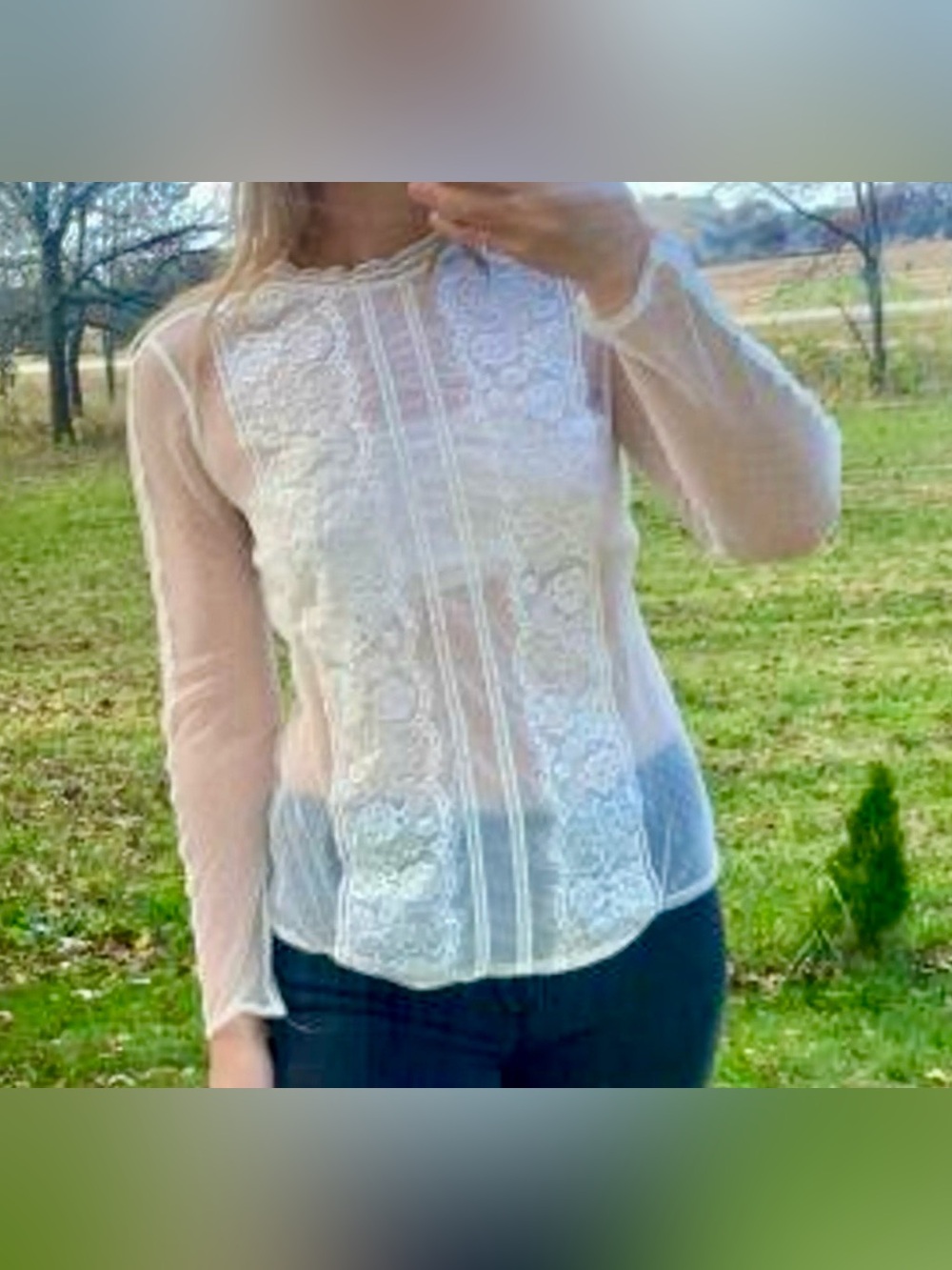 EXPRESS Lace Blouse with attached bandeau Top